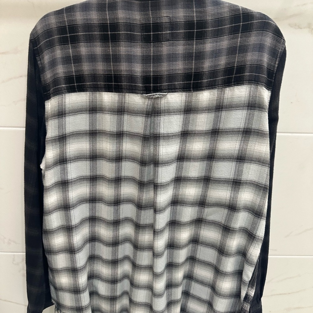 Rails Skyline Mixed Plaid Button-Up Shirt - Black and White - Picture 4 of 4